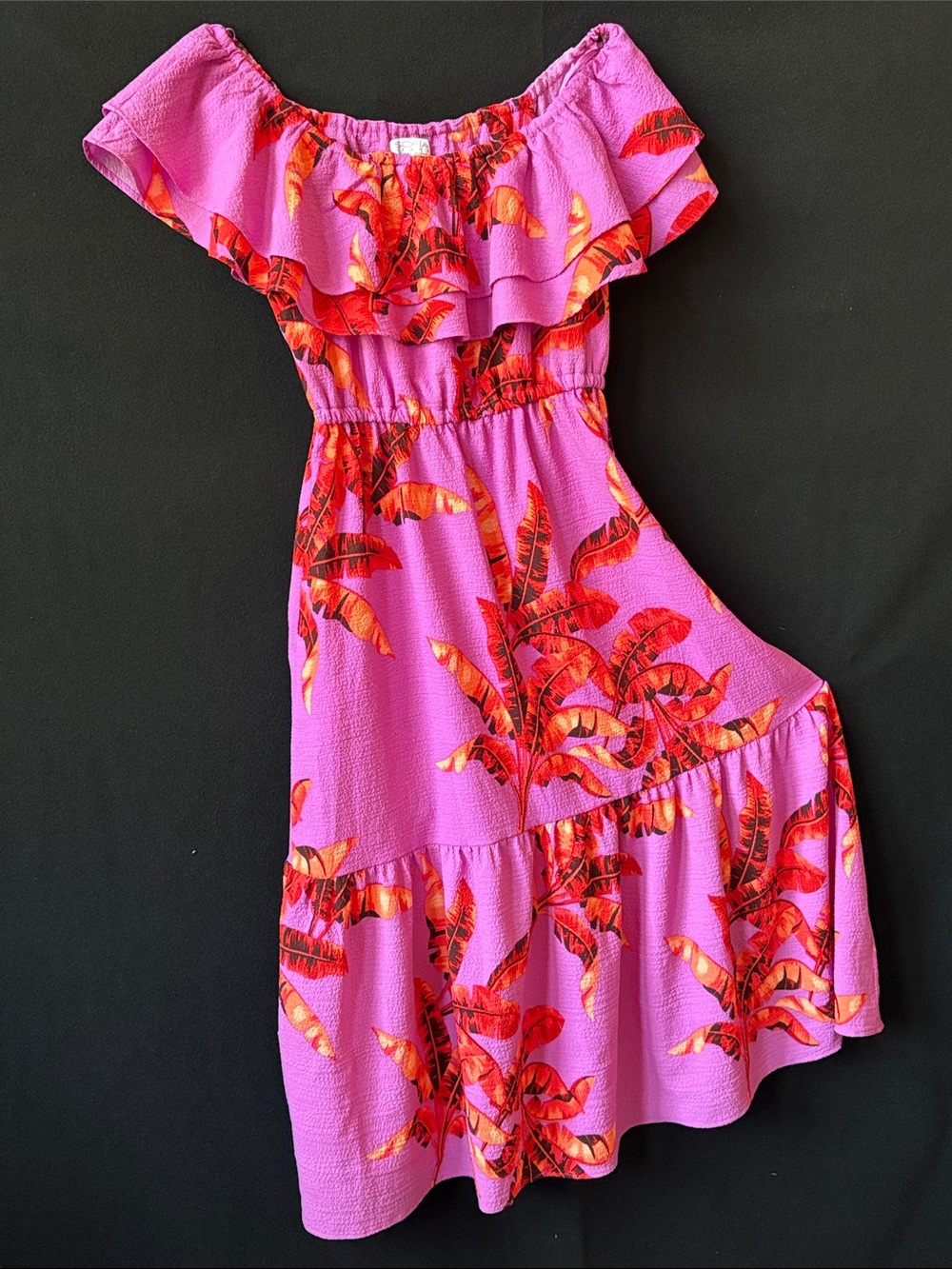 sofia by sofia vergara Orchid Purple Midi Dress with Red & Orange Floral Print